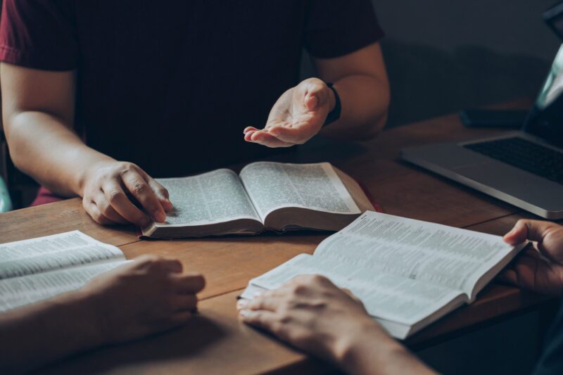 Group studying the Bible together